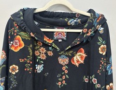 JWLA Johnny Was Womens Hoodie Medium Ardell Black Floral Sweatshirt Boho Chic