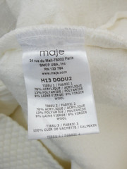 Maje Jumper Hoodie Cable Knit Ivory Wool Blend Textured DODU size FR 2 UK 10