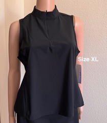 Avia Women’s Tricot Half Zip Tank Top, Size XL, Black Soot