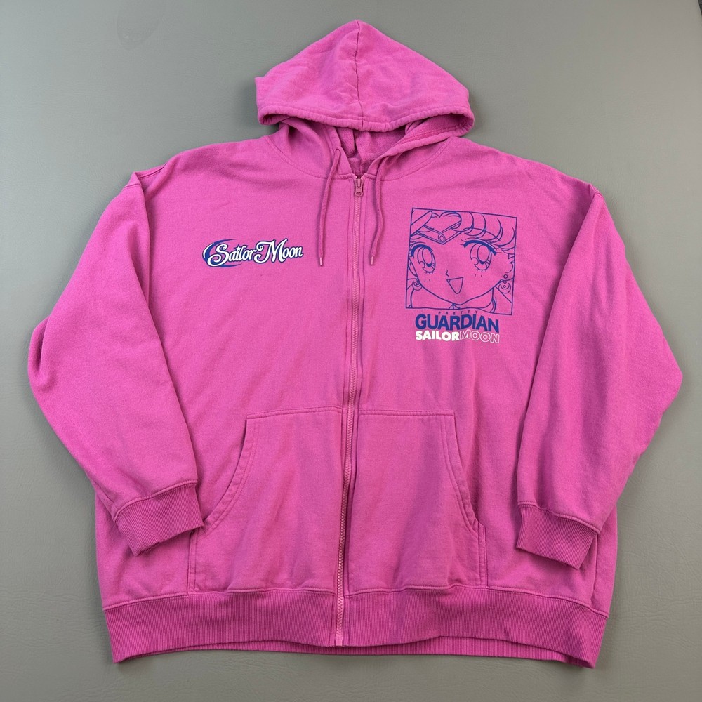 Sailor Moon Hoodie Women’s 3X Pink Full Zip Graphic Anime Manga Guardian