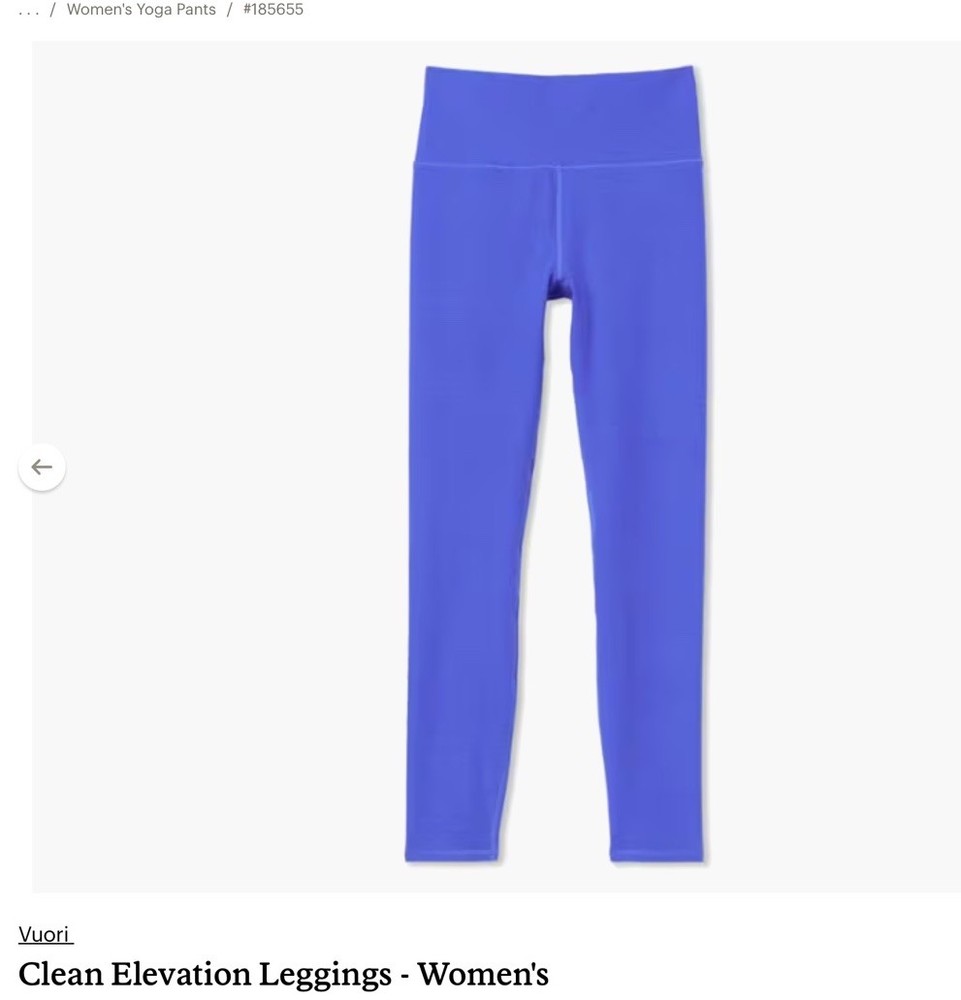 Vuori CLEAN ELEVATION LEGGINGS SIZE M BRIGHT IRIS HEATHER NWOT