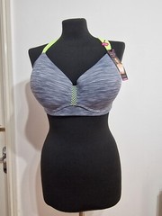 Maidenform Sport Gray & Green Convertible Low Impact Wire free Bra 36DD New