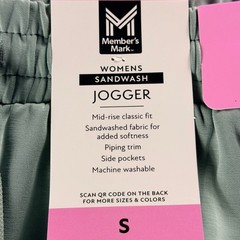 Members Mark Womens Sandwash Jogger Sage Green Mid-Rise Sweatpants Small NWT