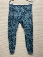 Athleta Green Ranier Printed Pockets Spliced Tight Leggings Women XLT Vietnam