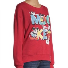 Disney Mickey Mouse Red Sweatshirt Juniors Large Vintage Graphic Crewneck Retro