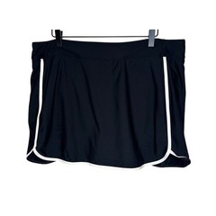 CALIA Mid Rise Utility Swim Skort XL Extra Large Black White Trim Athletic Swim