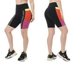 Zumba Color Blocked High Waisted Biker Shorts – Black ~ XS S L XL ~ Free Ship