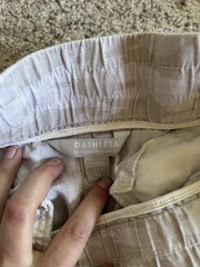 Athleta Cabo Tide Linen Jogger Pants Women’s 16 Beige/White Camo Drawstring