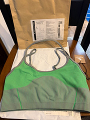 ASTROREMIGES Harmony Striped Crop Tank Top L Green/Gray Moisture Wicking