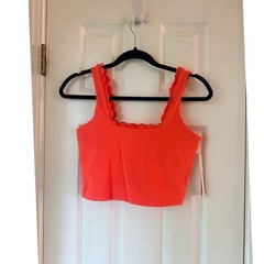 AQUA Athletic Scallop Edge Square Neck Tank Top Guava Pink Size Small 5510528