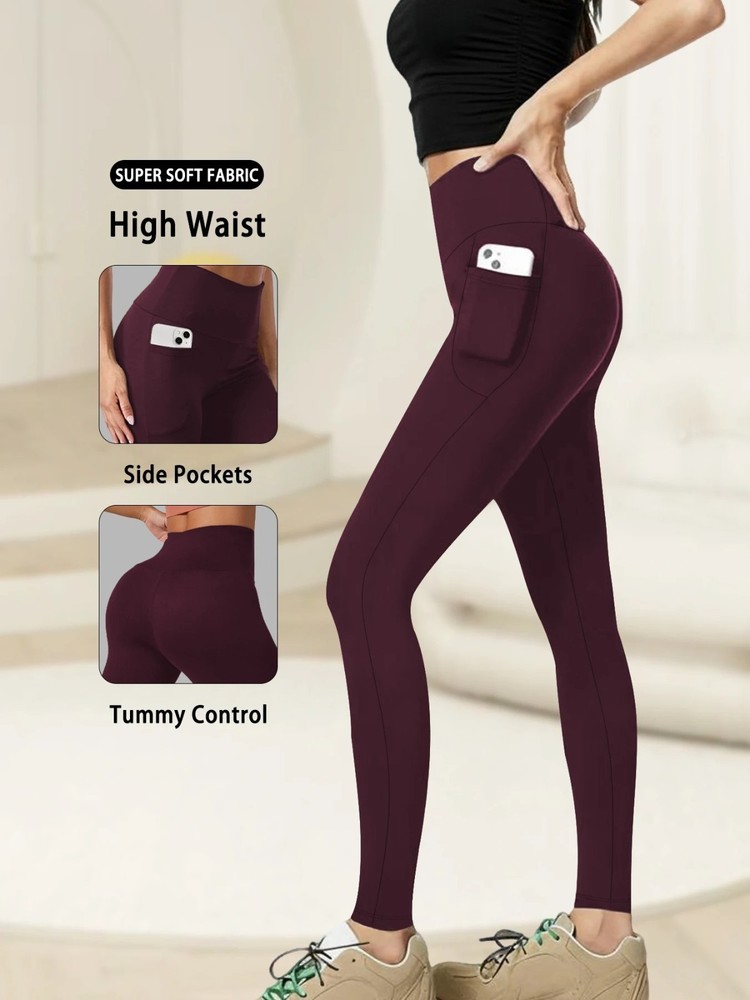 Women High Waisted Yoga Pants Leggings With Pockets Soft Stretch Fitness Pants