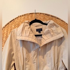 SONOMA LIFE & STYLE BEIGE COTTON NYLON JACKET FULL ZIP SMOCKED WAIST GORPCORE