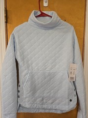 Jones New York Women’s Gray Quilted Cowl Neck Soft Size S Long Sleeve- New!