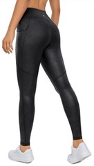 NWT CRZ YOGA LEGGINGS XS 0/2 ~ BLACK MATTE FAUX LEATHER