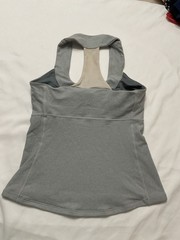 Gray Solid Scoop Neck Stretch Athletic Fit Racerback Tank Top One Size Bra
