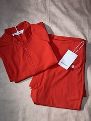 Lululemon Red 2-Piece Full Zip Jacket & Leggings Set Size 2 Yoga