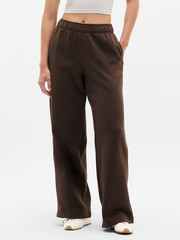 Athleta LP PETITE Forever Fleece Wide Leg Truffle Brown Cotton Sweats Pants NEW