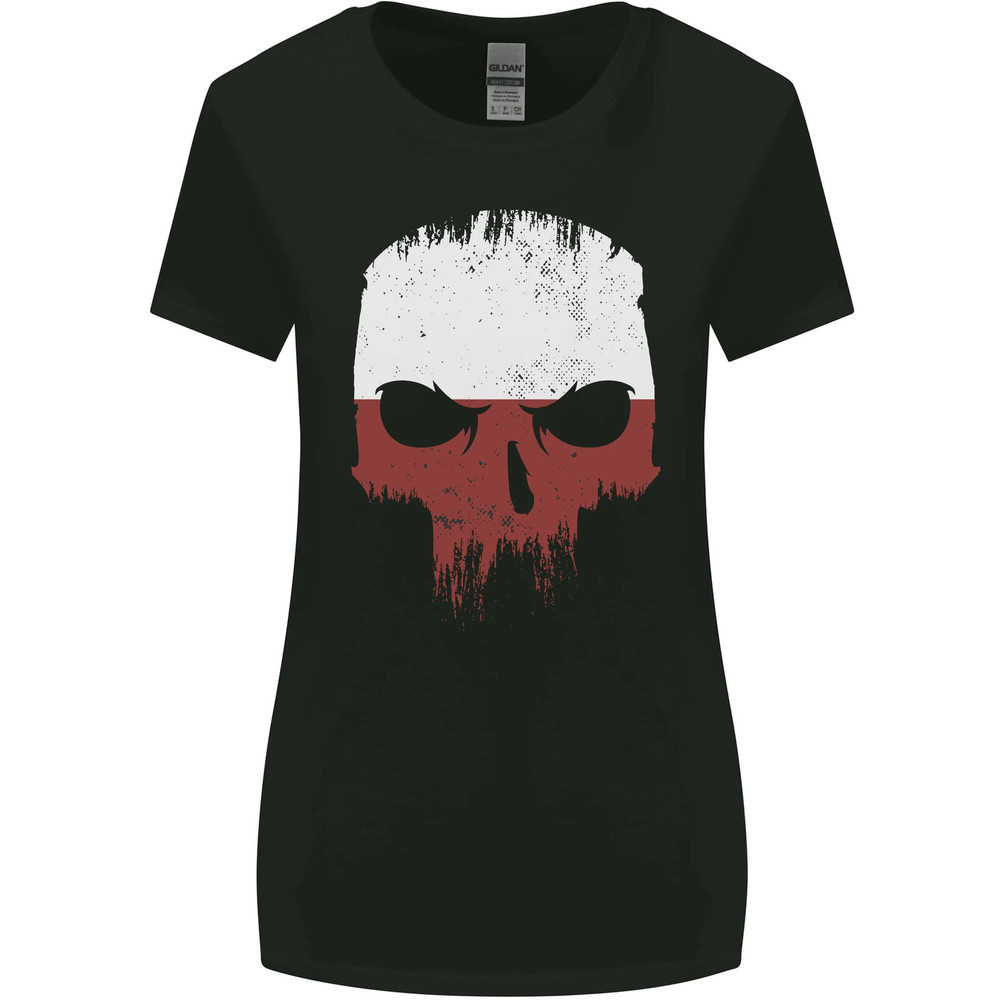Polish Skull Poland Gym Flag Biker Womens Wider Cut T-Shirt