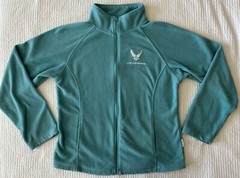 AIR FORCE Womens Large Full Zip Sweatshirt Landway Fleece Light Blue