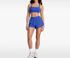 Ingia Square Neck Cross Back Sports Bra Blue Sz S