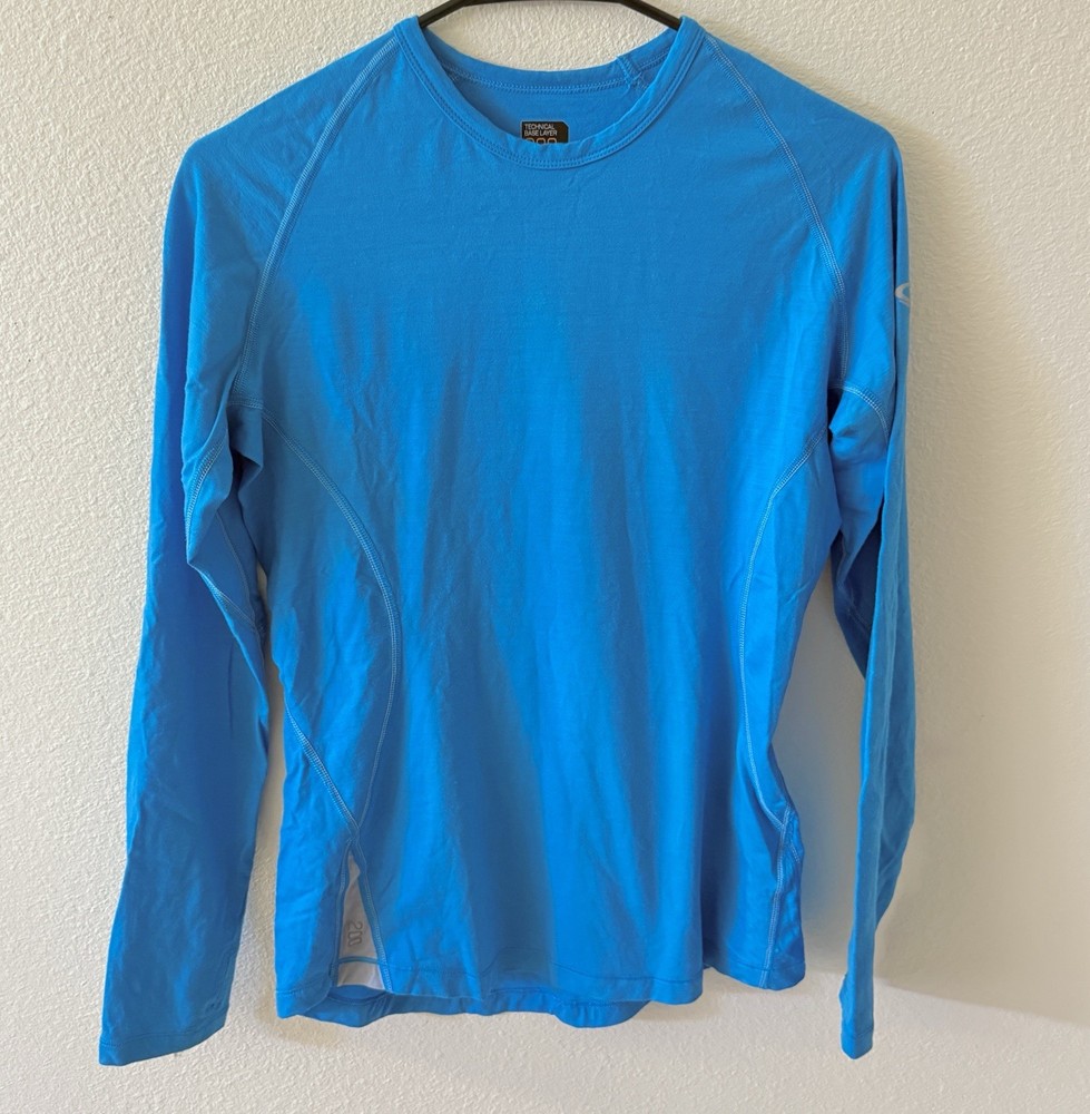 Icebreaker GT 200 Merino Wool Base Layer Shirt Women’s L Blue Long Sleeve