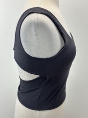 NEW! Fabletics Oasis Twist Rib Built In Bra Tank Women Medium Grey Stretch