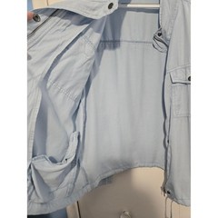 Staccato Tencel Utility Jacket Light Blue Snap Zip Drawstring Waist Size L