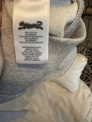 Le Tigre Gray with Pink Blue White Lining Heart Hoodie Size Large