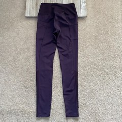 Layer 8 Leggings Womens XS Purple Qwick Dry Pockets Ribbed Activewear Workout