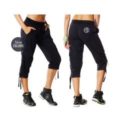 Zumba Oh So Soft Stretch Cargo Capri – Sew Black ~ size XL ~ New! Free Ship!