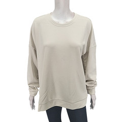 LazyPants Womens Cozy Sweatshirt Large Size Off White Long Sleeves Pullover Top