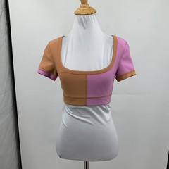 L*Space Top Womens S Small Tan Pink Active Revolutions Ribbed Colorblock Cropped
