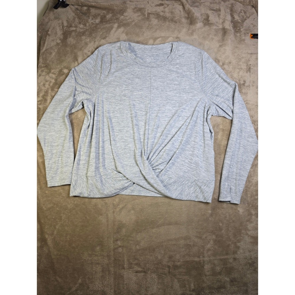 Old Navy Active Breathe On Twist Front Long Sleeve Top Heather Grey XXL