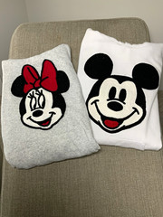Disney Mickey & Minnie Graphic Logo Pullover Fleece Hoodie w/ Pockets Women’s XL