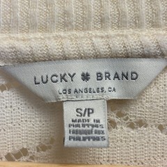 Lucky Brand Womens Boho Chic Minimalist Semi Sheer Sweatshirt Size S Neutral