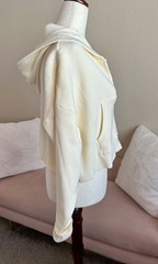 NEW L Space Jet Set Sweater Cropped Zip Up Ribbed Cream Hoody Small Boxy Beach