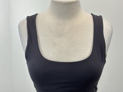 NEW! Fabletics Oasis Twist Rib Built In Bra Tank Women Medium Grey Stretch