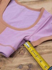L*Space Active Sia Ribbed Colorblock Crop Top XS Lilac Camel Purple Short Sleeve