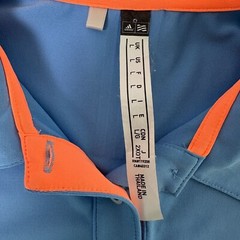 Adidas Polo Shirt Womens Size L Blue Orange Short Sleeve Performance Golf Tennis