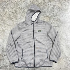 L.L.Bean Hoodie Womens Medium Gray Quilted Full Zip Jacket Hooded Katahdin Logo