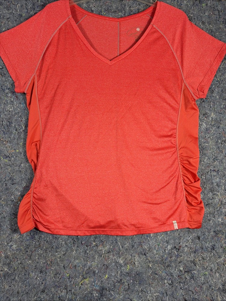 Tangerine T-Shirt Women XL Blue Ruched Short Sleeve Outdoors Activewear