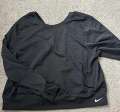 Nike Women’s Long Sleeve Pullover, Black 1x, Thumbholes, See Fabric Picture