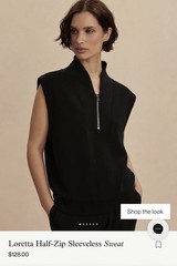 New Varley Loretta Half-Zip Sleeveless Sweat Black Large