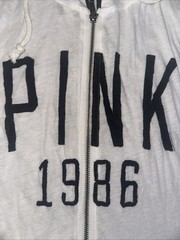 white Victoria’s Secret PINK full-zip hoodie 1986 SIZE – S