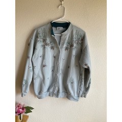 National Wildlife Federation Nature Print Button 90s Sweatshirt Blue no size