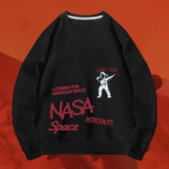 NASA Sweatshirt Astronaut Letter Logo Printed Sweatshirt Unisex Crew Neck Hoodie