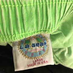 Vintage L.A. Gear Los Angeles 100% Nylon Neon Yellow Pocket Gym Short Women L