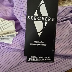 Skechers Shelf-Bra Tank Shirt Womens 3XL Purple Striped GO Walk Activewear