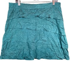 PrAna Womens Skirt Teal Green Pull On Leah Tiered Wool Acrylic Blend Large