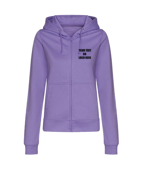 Personalised Printed AWDis Women’s College Full Zip Up Zoodie Custom Text/Logo